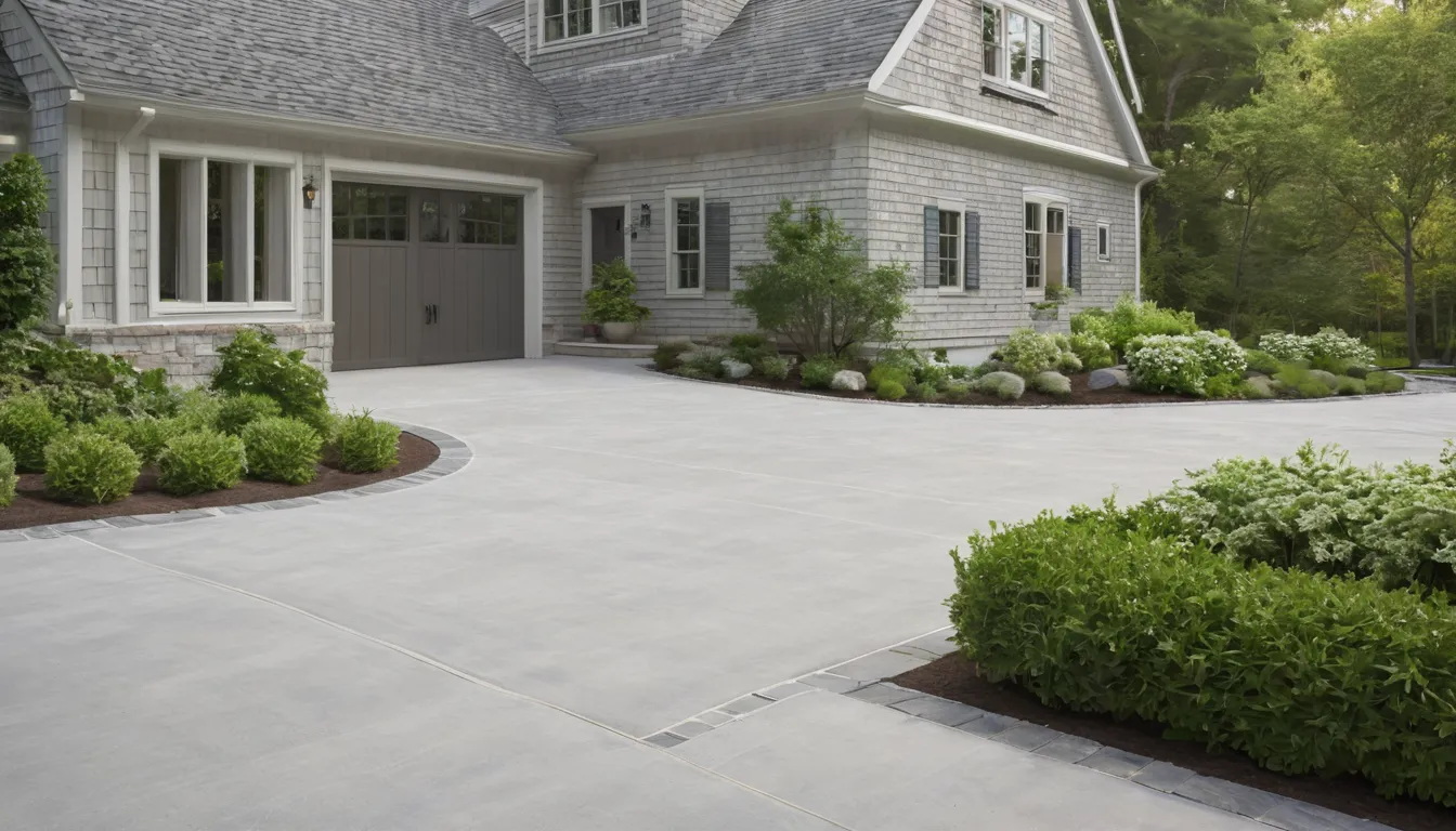 A freshly poured concrete driveway beside a Cape Cod style home in the New Haven area