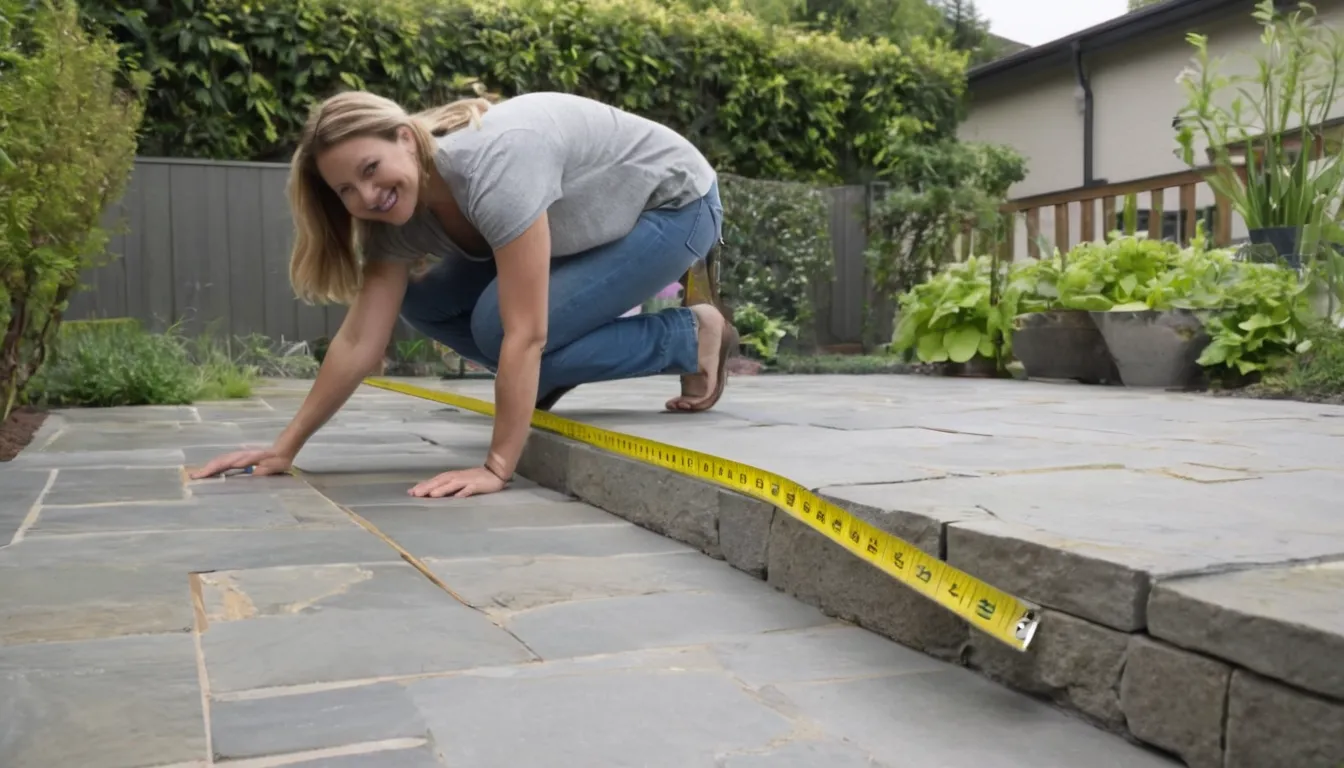 A homeowner checking a small crack in an older concrete patio